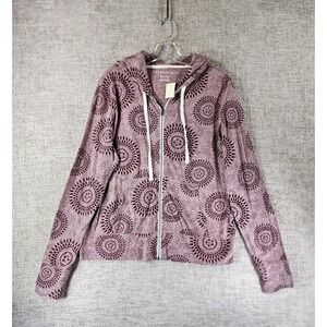 Aeropostale Lightweight Full Zip Hoodie Jacket Womens XXL Purple Floral Boho NWT